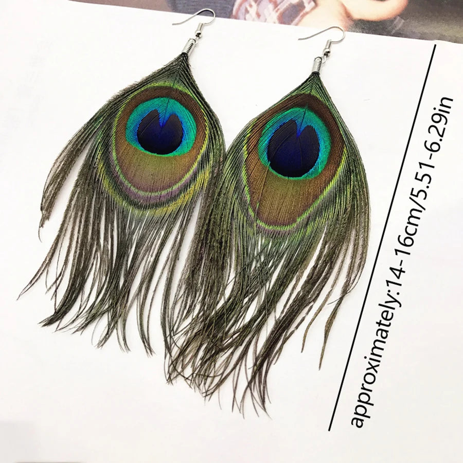 Peacock Feather Shaped Dangle Earrings
