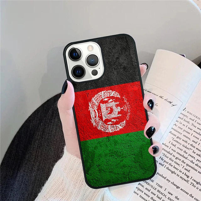 حافظات غطاء لهواتف آيفون 17 اير 16 15 14 12 13 11 برو ماكس آبل بلس SE2020 كوكيه بتصميم علم أفغانستان