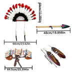 Native Indian Braids Wig Feather Headdress Earrings Bracelet Choker Necklace