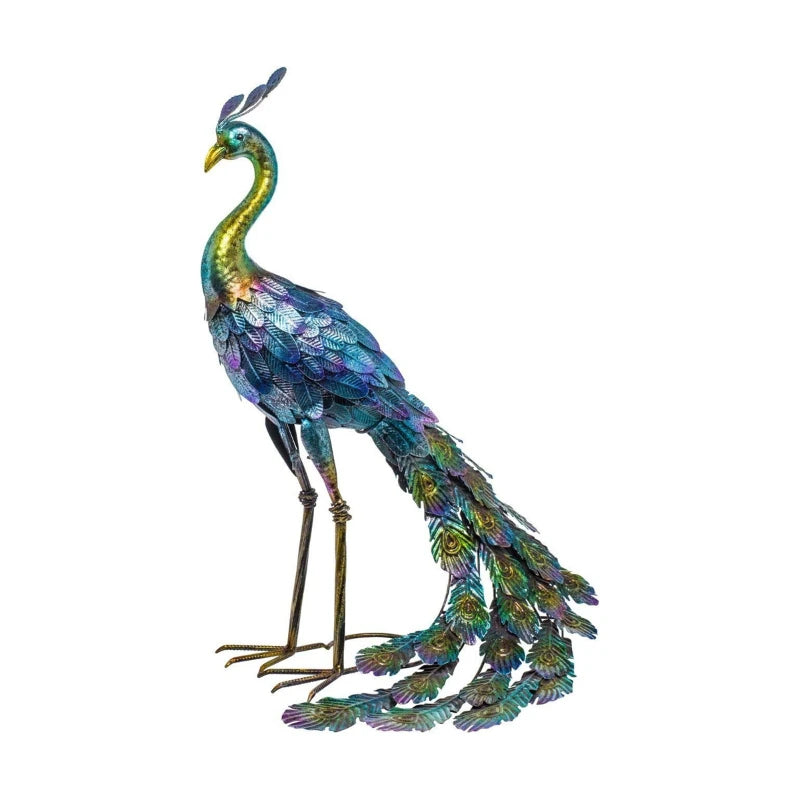 Multicolor Metallic Peacock Statue