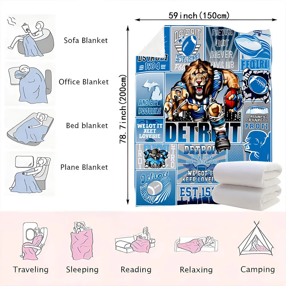 Detroit Football Legacy Collage Blanket -