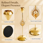 Set Gold Peacock Candle Holders