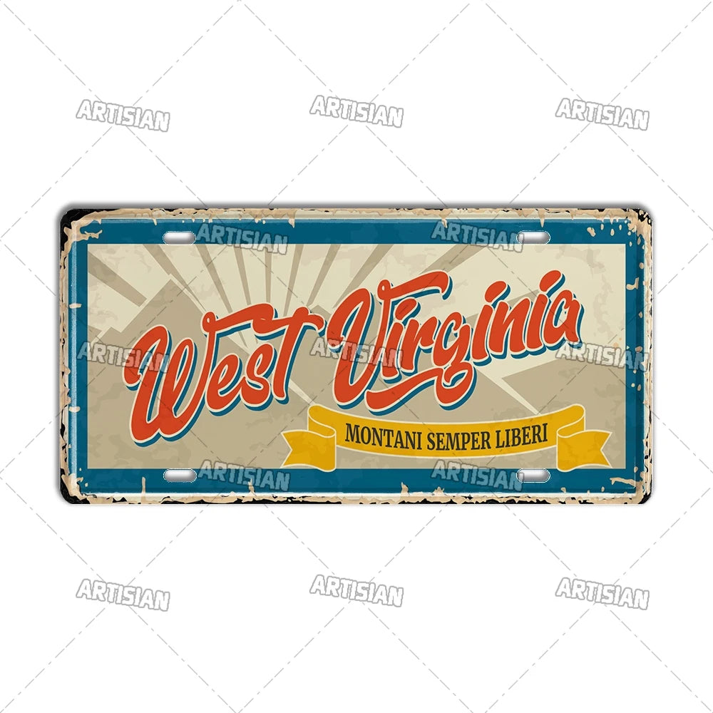 USA License Plate Landmark Metal