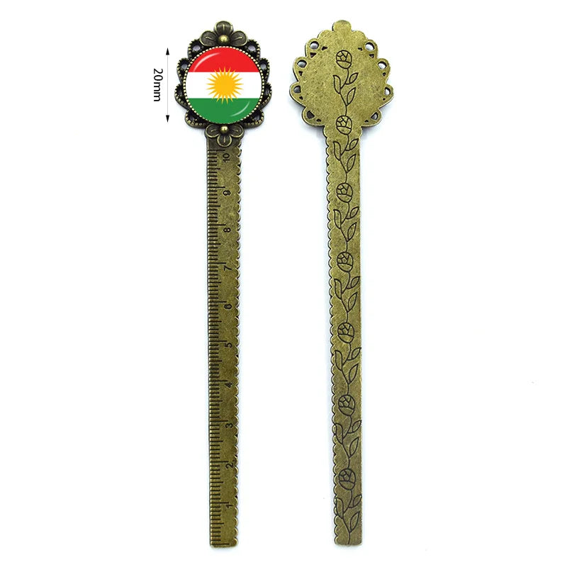 Kurdistan Flag Glass Pendant Keychain Jewelry Charm Bag Souvenir Key Ring