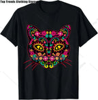 Cute Sugar Skull Cat Dia De Los Muertos Day of The Dead T-Shirt Mexican