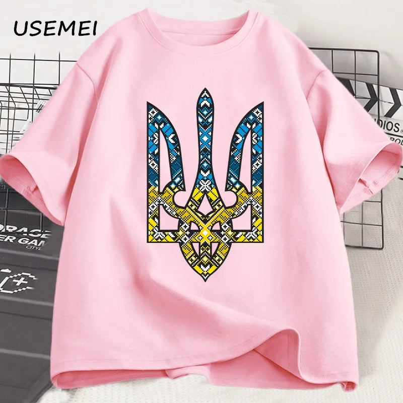 Ukraine Emblem Printed T-shirt O-Neck