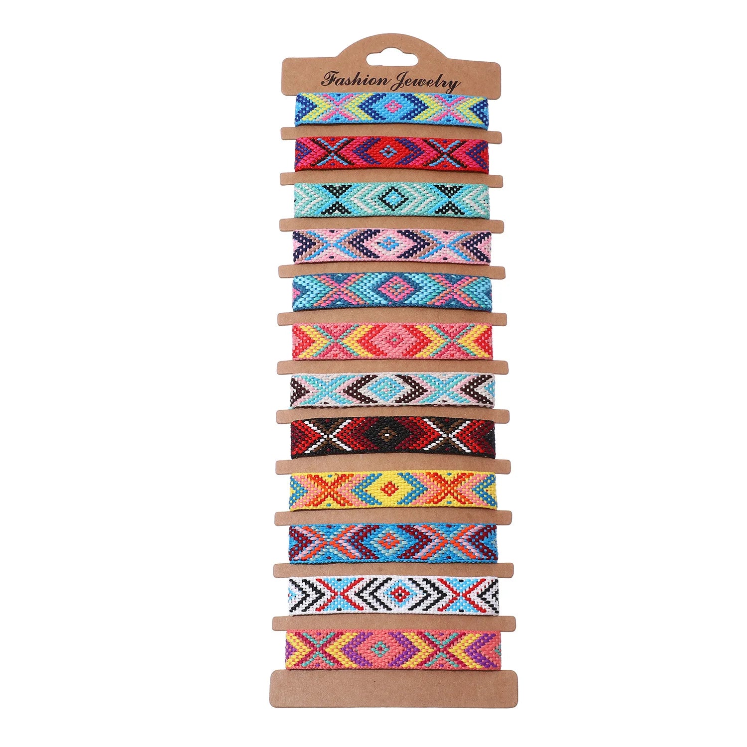12Pcs/set Woven Bracelet Ethnic Rainbow Friendship Bracelet