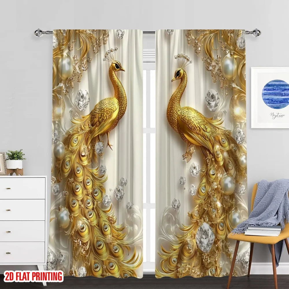 Golden Peacock Curtains