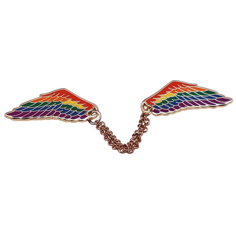 Rainbow wings LGBT Pride badge