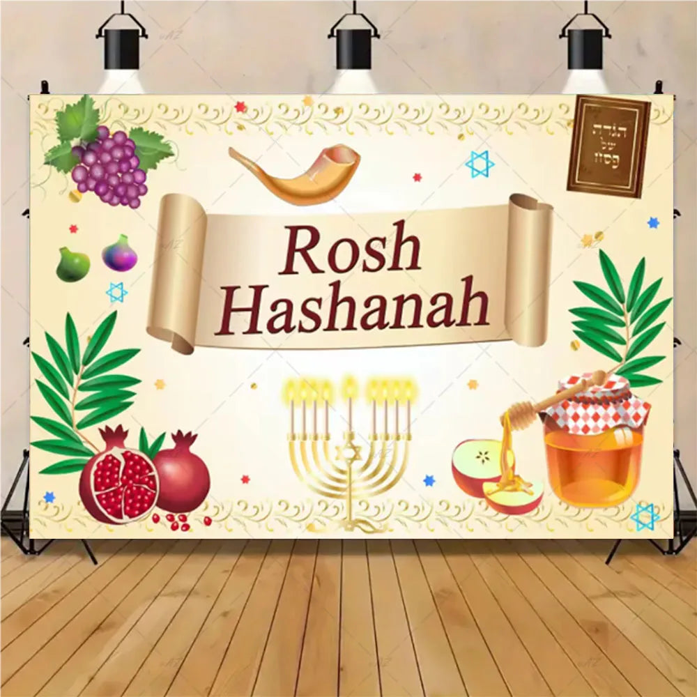 Happy Purim Rosh Hashanah Theme Backdrop Jewish New Year Party