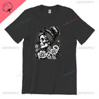 Skull T-Shirt La Catrina Girl with Purple Roses Dia De Los Muertos Day of The Dead