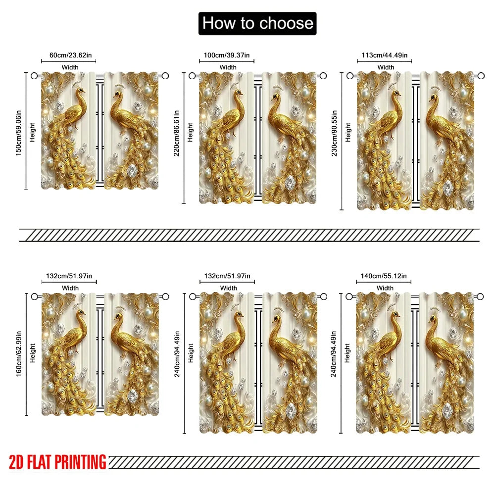 Golden Peacock Curtains