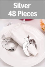 12/48PCS Mirror Acrylic Apple Napkin Rings with Hebrew Letters