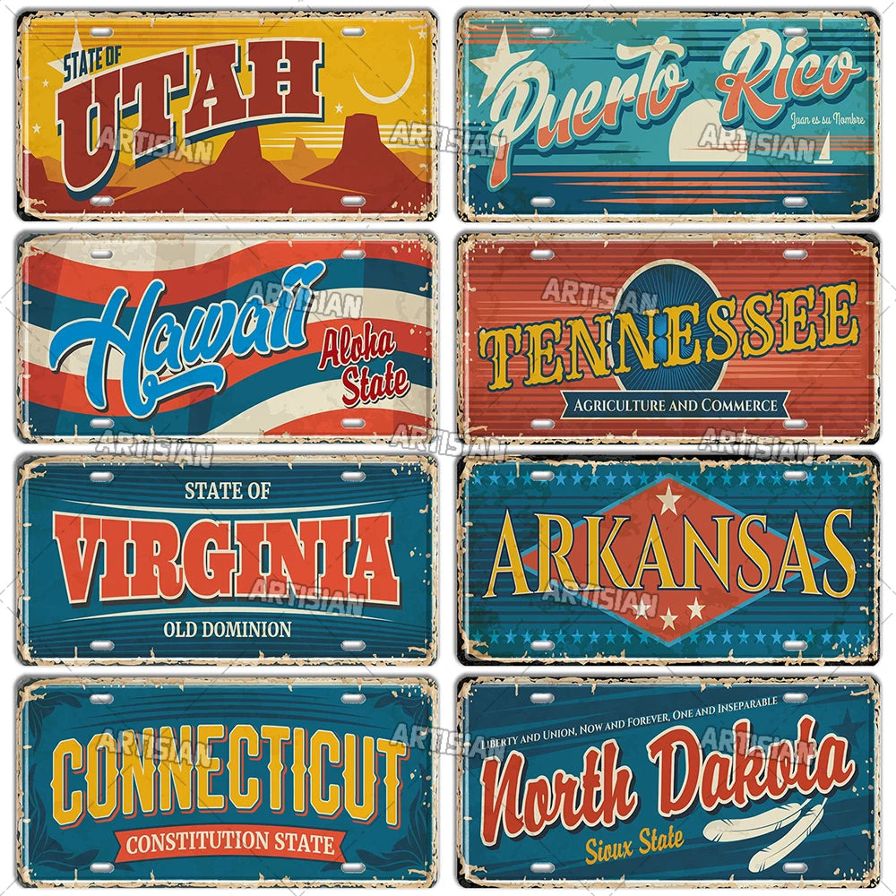 USA License Plate Landmark Metal
