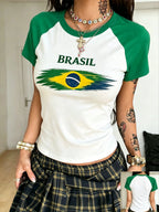 Brazil Style Print Tee Top