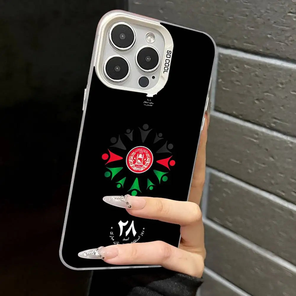 Afghanistan Flag Silver Plated Inside Phone Case For iPhone