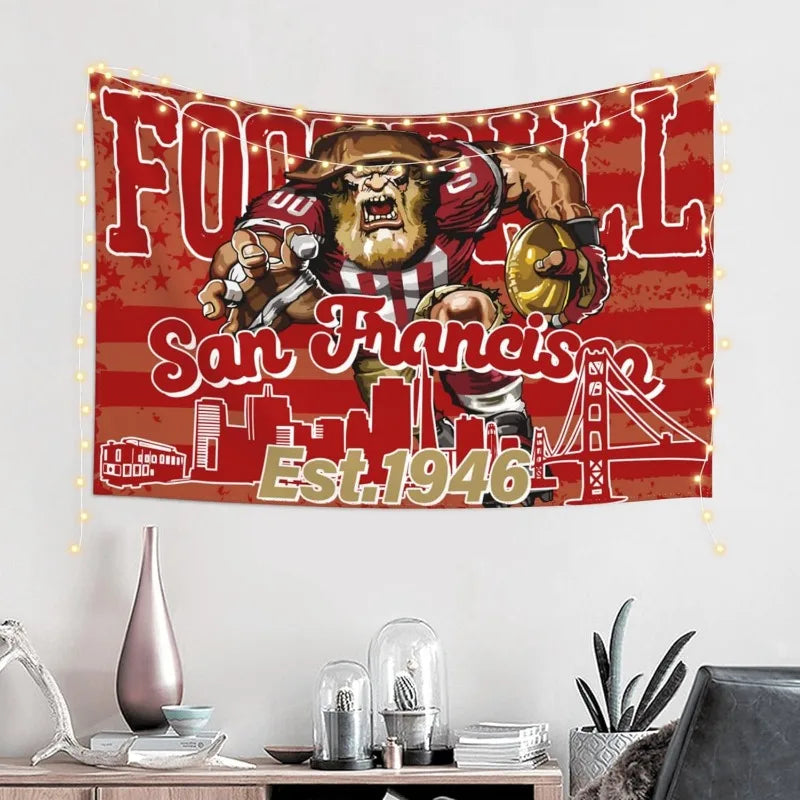 VIKAMA Fan Cave Tapestry with San Francisco 49ers Football Wall Decor