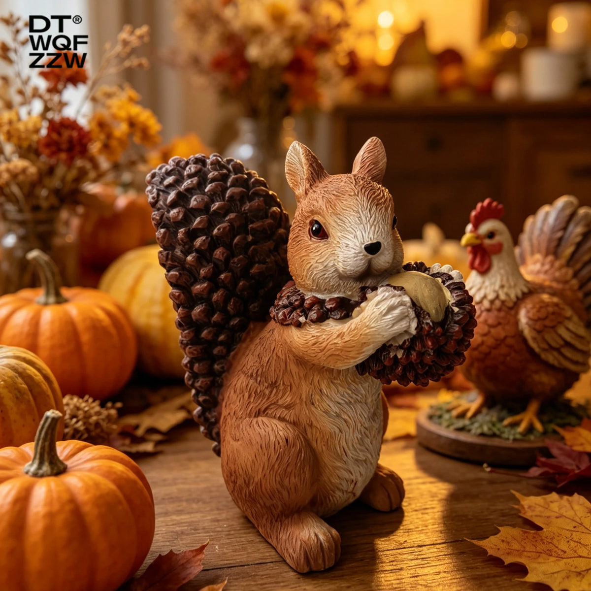 1 Pc Holding a Pine Cone Resin Squirrel Figurine