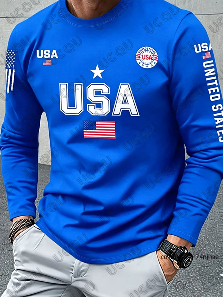 USA Flag Long Sleeve T-shirt