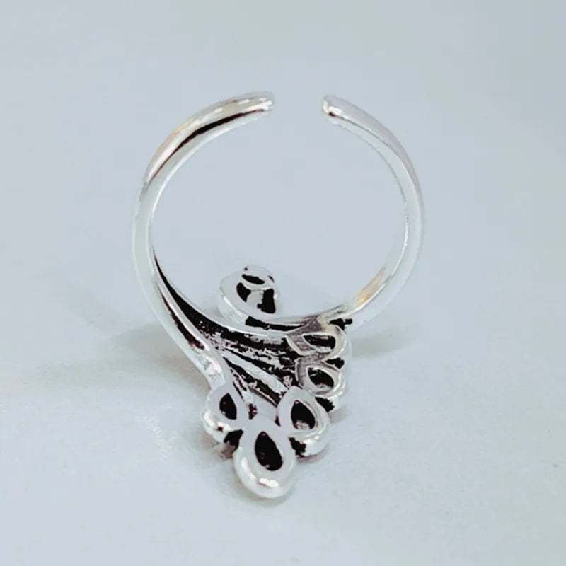 Sterling Silver Peacock Open Vintage Rings For Women