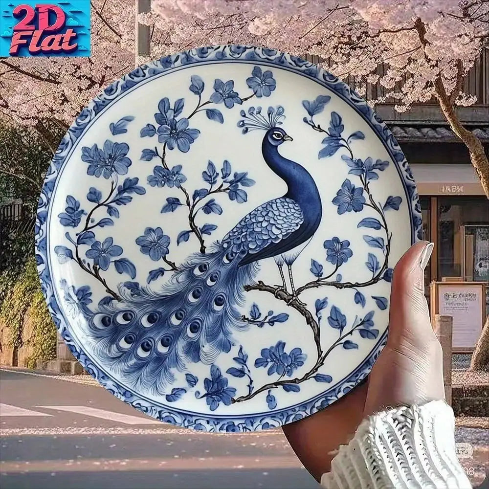 Blue White Peacock Wall Art