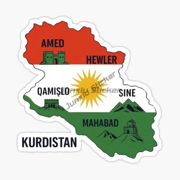 Kurdistan Flag Map Emblem Stickers
