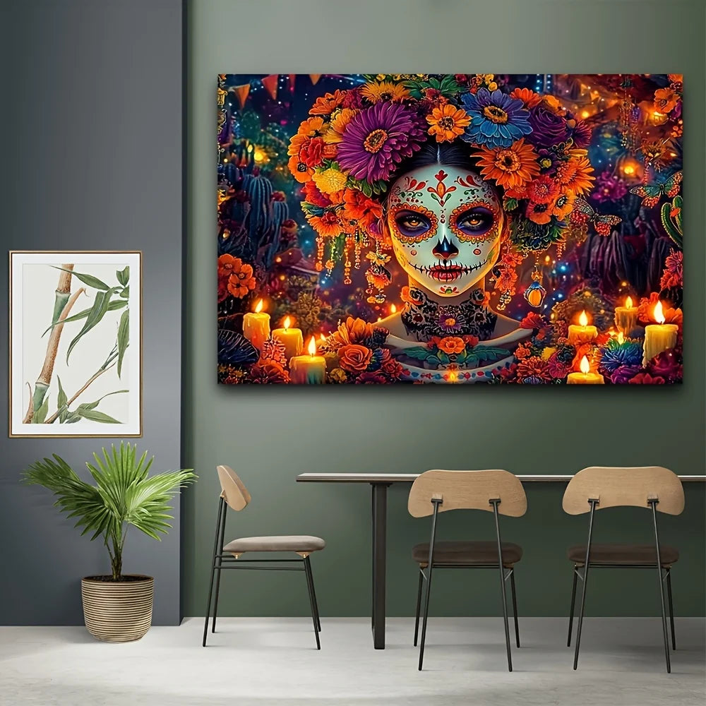 1 brightly colored Day of the Dead wall decoration