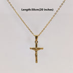 Jesus Cross 18k Gold Plated Stainless Steel Pendant Necklace