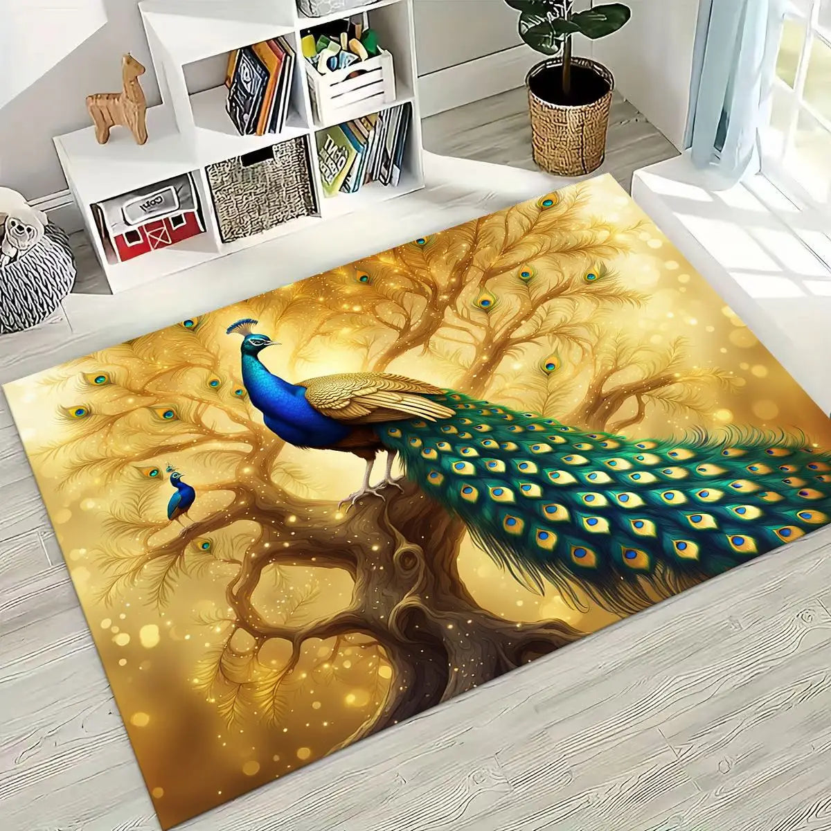 Colorful Peacock Birds Rug