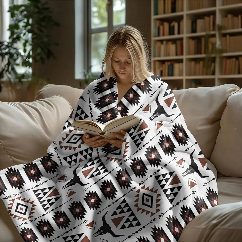 Southwestern Geometric Flannel Blanket Native American