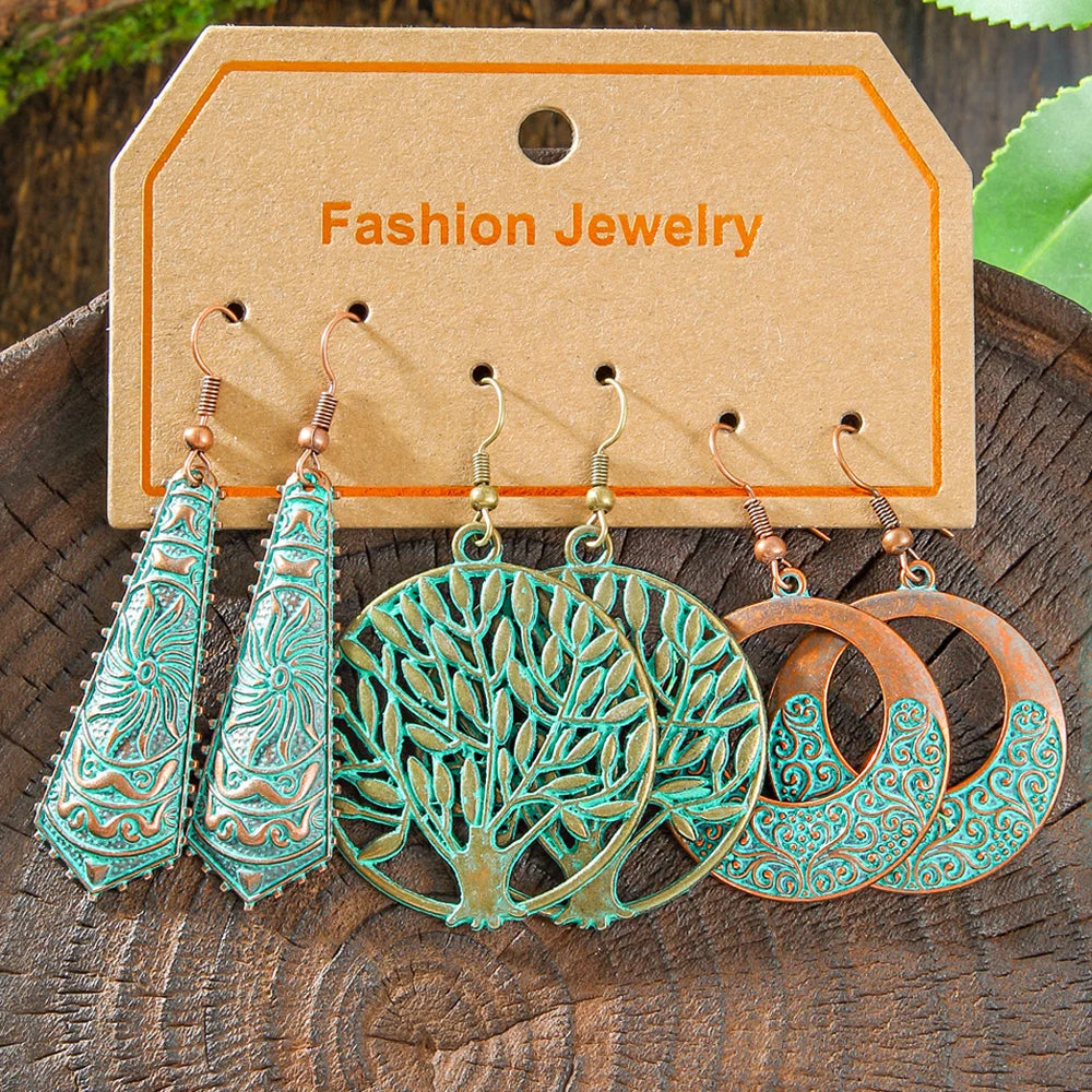 Boho Vintage Bronze Dangle Earrings