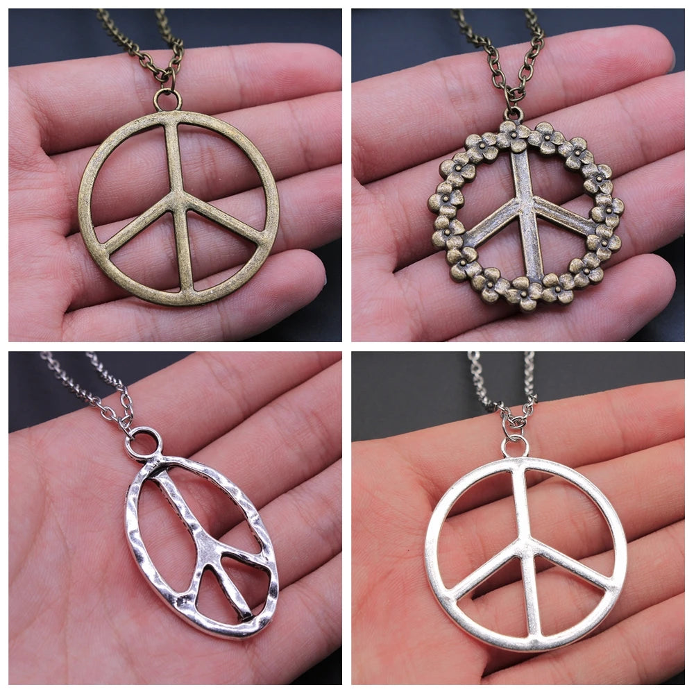 Big Peace Sign Pendant Necklace