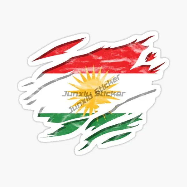ملصق خريطة كردستان علم وشعار وطني للأكراد للسيارة والدراجة النارية، خريطة علم من الفينيل PVC، لاصق لتزيين الجدران الخارجية قابل للتخصيص