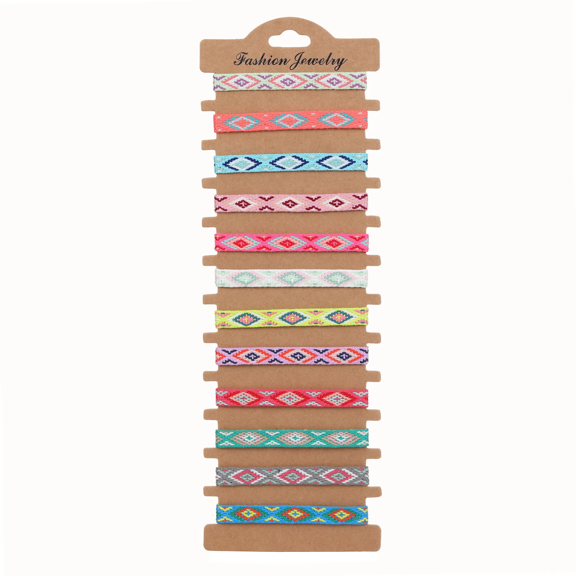 12Pcs/set Woven Bracelet Ethnic Rainbow Friendship Bracelet