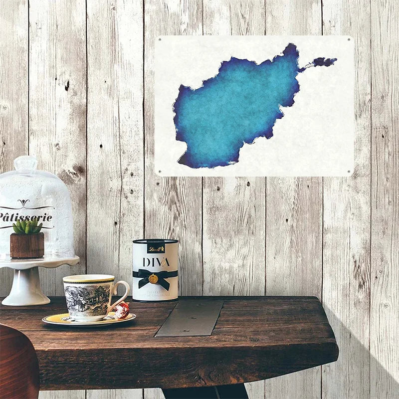 Afghanistan Watercolor Map Metal Poster