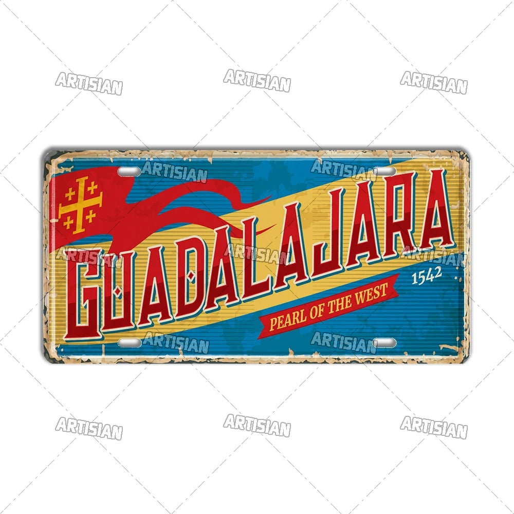 Artisian MEXICO License Plate