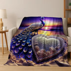 3D Colorful Peacock Birds Dream Flannel Blanket