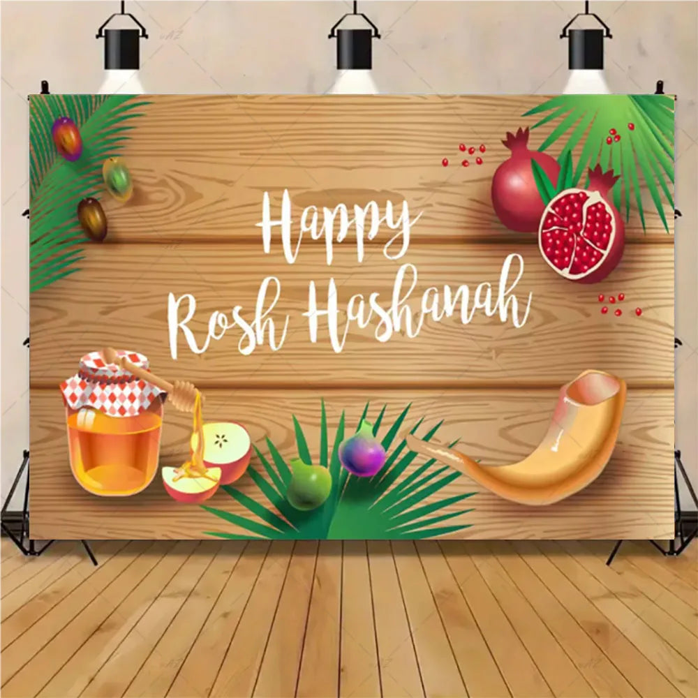 Happy Purim Rosh Hashanah Theme Backdrop Jewish New Year Party