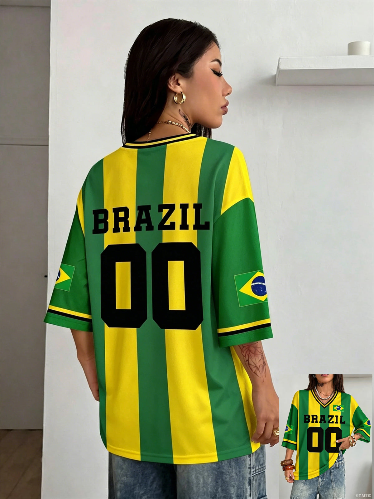 Brazil Letter Flag Graphic Tee