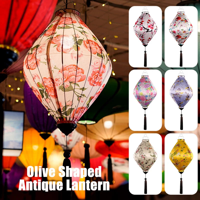 Chinese Floral Pattern Silk Lantern