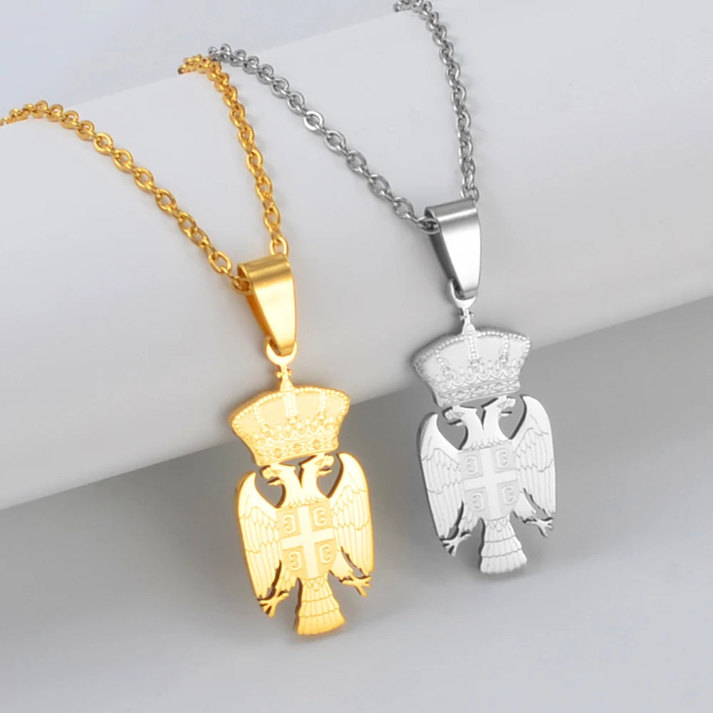 Serbia Eagle Pendant Necklace – Stainless Steel