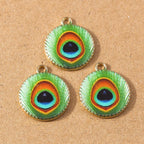 10pcs Enamel Peacock Feather