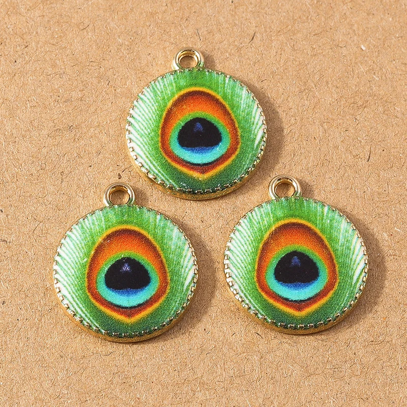10pcs Enamel Peacock Feather