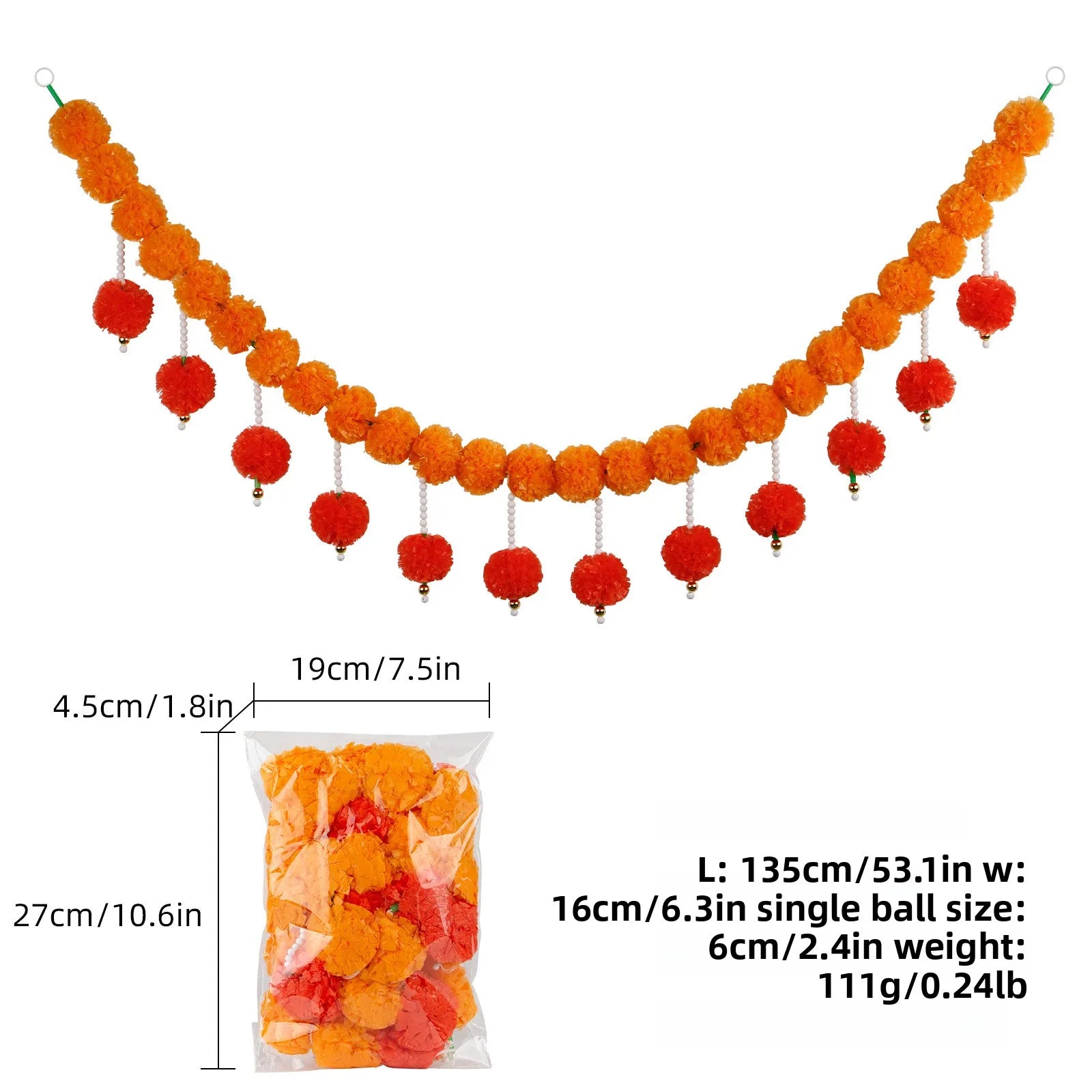 Artificial Marigold Flower Wreath for Diwali, and Mexican Day of The Dead Party Decoration
