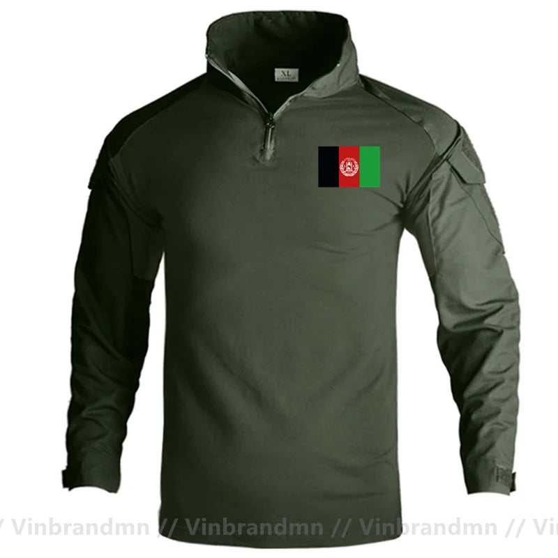 Afghan Flag Design Men's Long Sleeve Combat Uniform