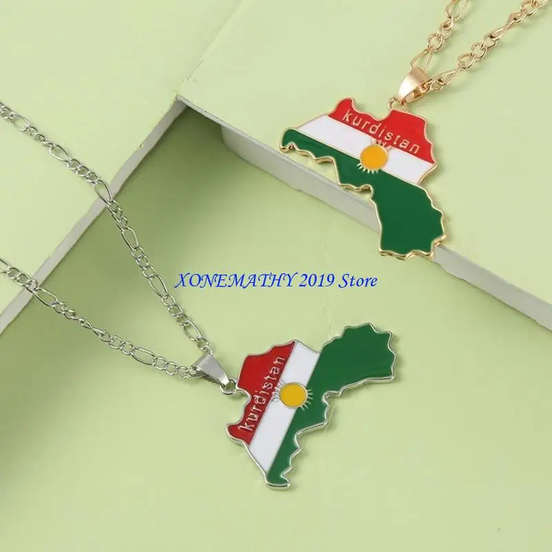 Kurdistan Map Flag Pendant Necklace, Keychain