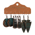 Vintage Bronze Irregular Geometric Triangle Arrow Tassel Dangle Earrings