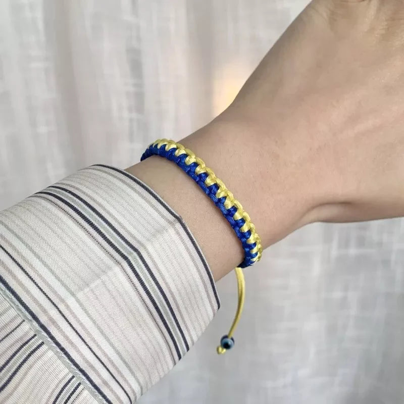 Handmade Blue & Yellow Ukraine Country Peace Love Bracelet