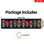 2D flat banner, 1 piece, Mexican Day of the Dead courtyard banner