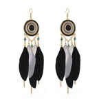 TopHanqi Bohemian Hollow Dream Catcher Leaf Feather Earrings